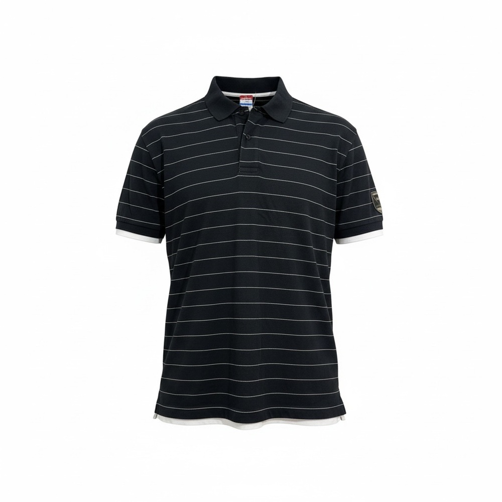 Vintage layered UNIONBAY Black Polo Shirt with Solid White T-Shirt SO5059